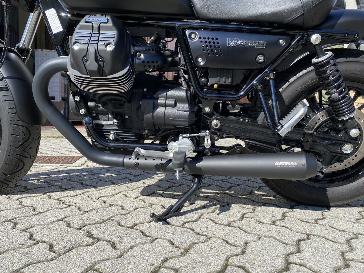 scarichi mistral short moto guzzi v9 bobber roamer neri